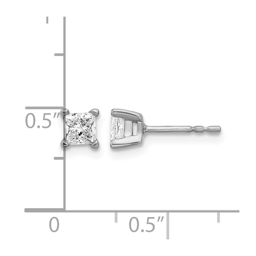14K Weißgold Ohrstecker mit 0,67 ct. Laborgezüchteten Diamanten, VS/SI+, G+, Prinzess-Schliff, 4-Krappenfassung, Schweres Gewicht