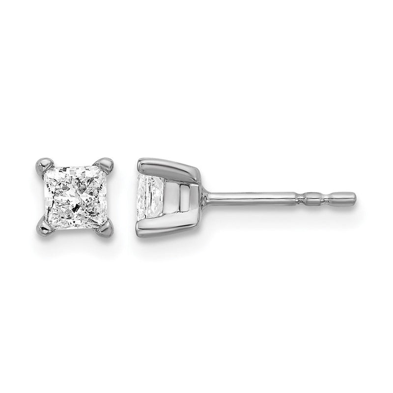14K Weißgold Ohrstecker mit 0,67 ct. Laborgezüchteten Diamanten, VS/SI+, G+, Prinzess-Schliff, 4-Krappenfassung, Schweres Gewicht
