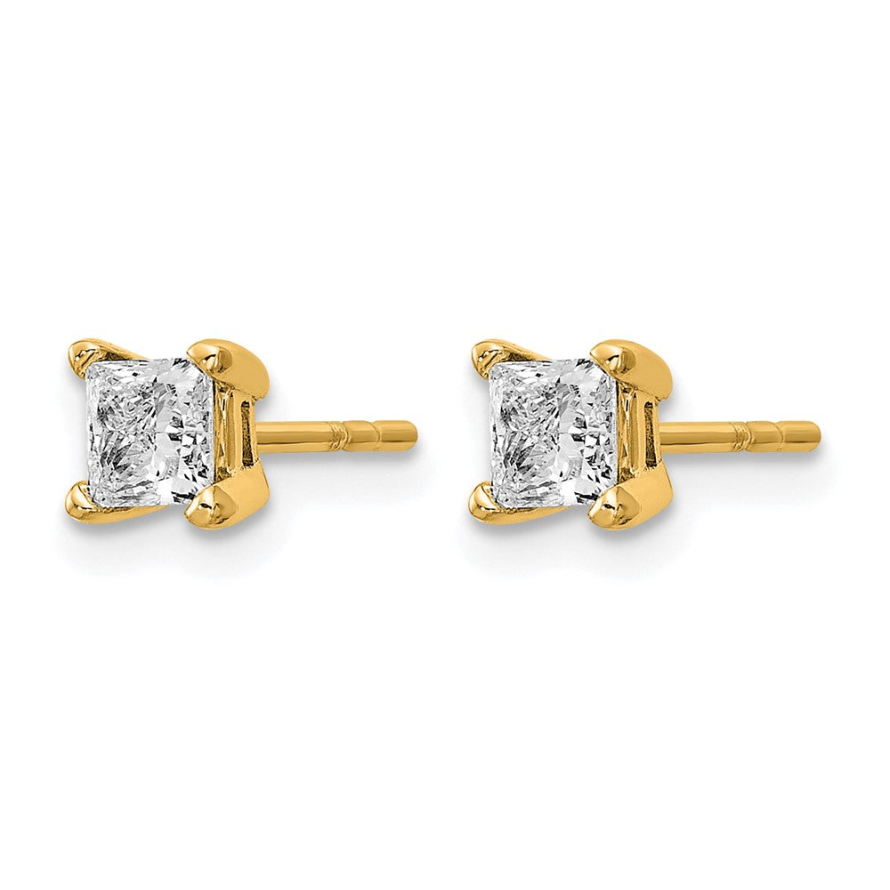 14K Gelbgold Ohrstecker mit 0,67 ct. zertifizierten, im Labor gezüchteten Diamanten, VS/SI+ G+, Princess-Schliff, 4-Krallen-Fassung, hohes Gewicht