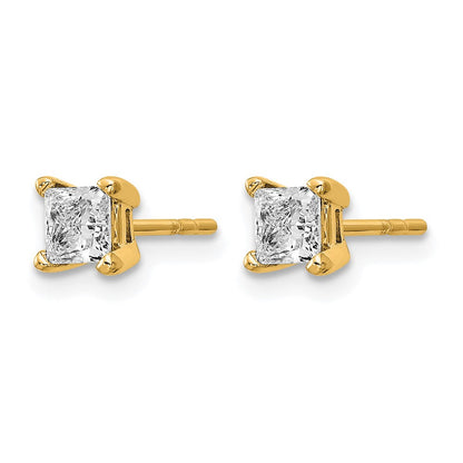 14K Gelbgold Ohrstecker mit 0,67 ct. zertifizierten, im Labor gezüchteten Diamanten, VS/SI+ G+, Princess-Schliff, 4-Krallen-Fassung, hohes Gewicht