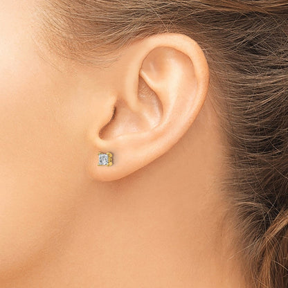 14K Gelbgold Ohrstecker mit 0,67 ct. zertifizierten, im Labor gezüchteten Diamanten, VS/SI+ G+, Princess-Schliff, 4-Krallen-Fassung, hohes Gewicht