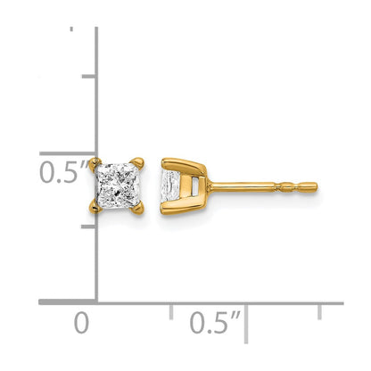 14K Gelbgold 0,67 ct. Laborgezüchtete Diamanten VS/SI+ G+ Princess-Schliff 4-Krappen Schwergewicht Ohrstecker