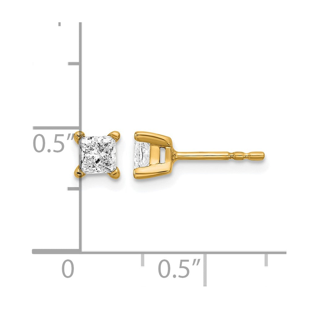 14K Gelbgold Ohrstecker mit 0,67 ct. zertifizierten, im Labor gezüchteten Diamanten, VS/SI+ G+, Princess-Schliff, 4-Krallen-Fassung, hohes Gewicht