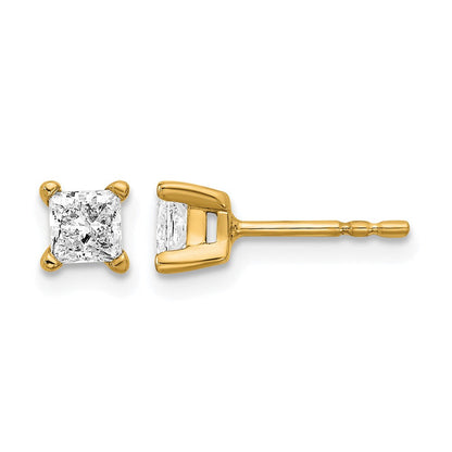 14K Gelbgold Ohrstecker mit 0,67 ct. zertifizierten, im Labor gezüchteten Diamanten, VS/SI+ G+, Princess-Schliff, 4-Krallen-Fassung, hohes Gewicht