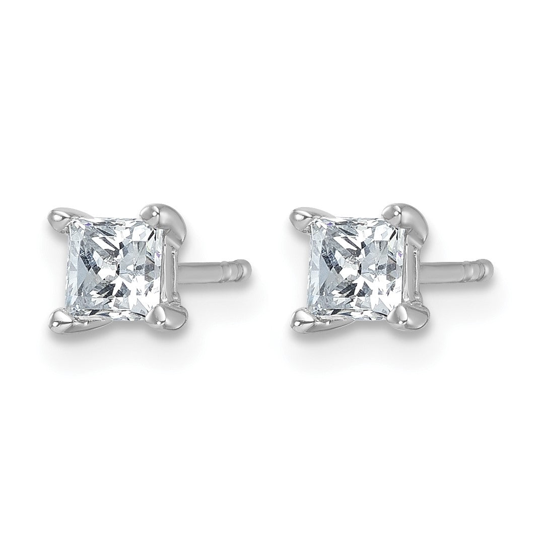 14K Weißgold Diamant-Ohrstecker mit Krappenfassung, 0,75 ct. Gesamtgewicht, Princess-Schliff, VS/SI, GH, Laborgezüchtete Diamanten