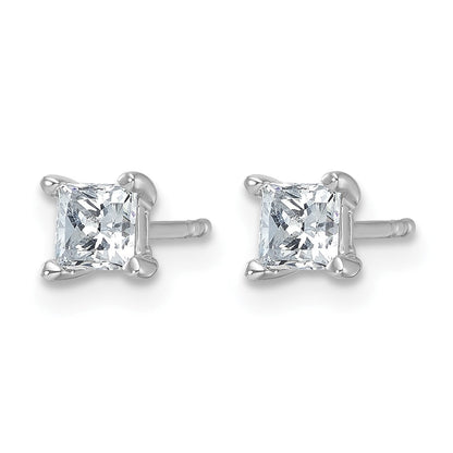 14K Weißgold Diamant-Ohrstecker mit Krappenfassung, 0,75 ct. Gesamtgewicht, Princess-Schliff, VS/SI, GH, Laborgezüchtete Diamanten