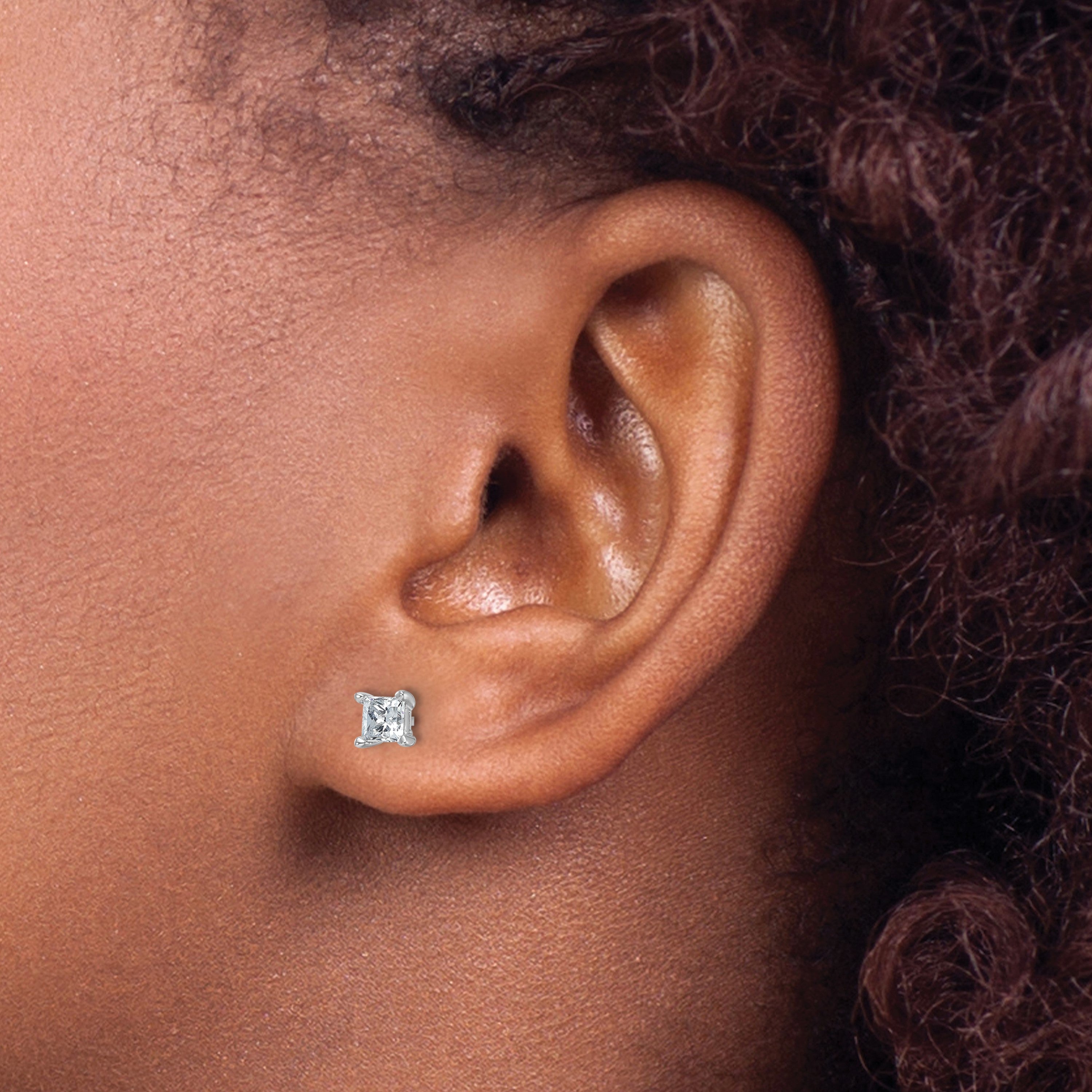 14K Weißgold Diamant-Ohrstecker mit Krappenfassung, 0,75 ct. Gesamtgewicht, Princess-Schliff, VS/SI, GH, Laborgezüchtete Diamanten