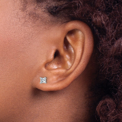 14K Weißgold Diamant-Ohrstecker mit Krappenfassung, 0,75 ct. Gesamtgewicht, Princess-Schliff, VS/SI, GH, Laborgezüchtete Diamanten
