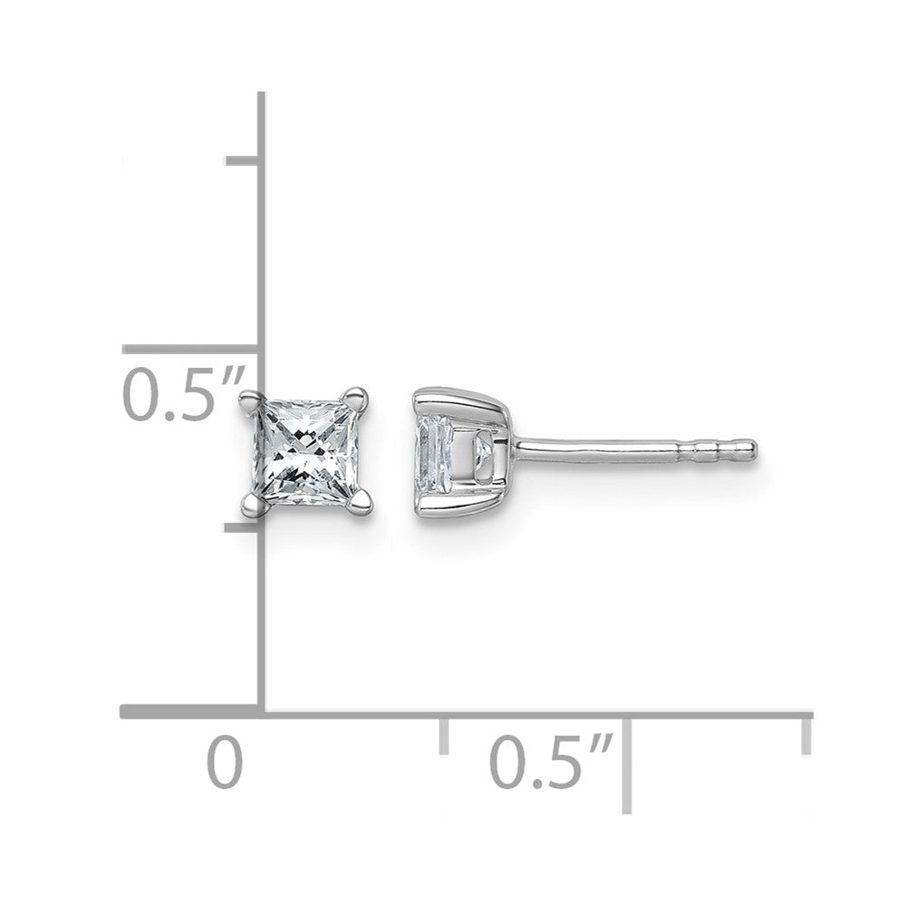 14K Weißgold Ohrstecker mit 0,75 ct. Laborgezüchteten Diamanten im Prinzess-Schliff, VS/SI+ G+, Vierzack-Fassung, Ohrstecker mit Pfosten