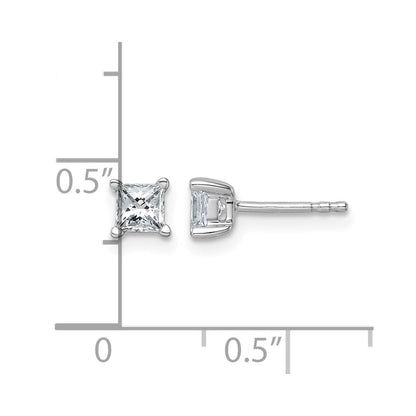 14K Weißgold Ohrstecker mit 0,75 ct. Laborgezüchteten Diamanten im Prinzess-Schliff, VS/SI+ G+, Vierzack-Fassung, Ohrstecker mit Pfosten