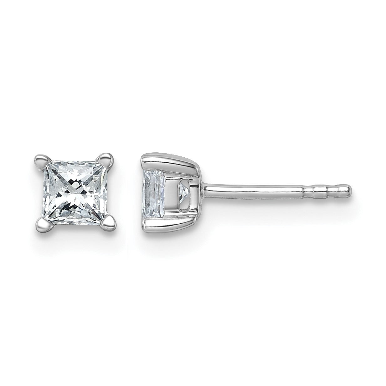 14K Weißgold Diamant-Ohrstecker mit Krappenfassung, 0,75 ct. Gesamtgewicht, Princess-Schliff, VS/SI, GH, Laborgezüchtete Diamanten