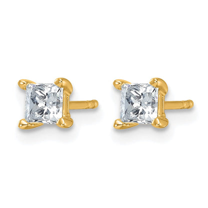 14K Gelbgold Ohrstecker mit 0,75 ct. zertifizierten, im Labor gezüchteten Diamanten, VS/SI+ G+, Prinzess-Schliff, 4-Krappen-Fassung, hohes Gewicht