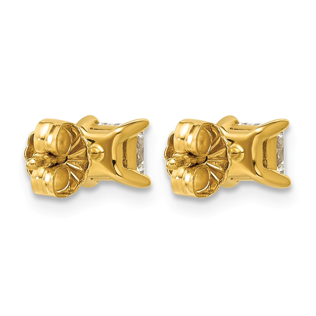 14K Gelbgold Ohrstecker mit 0,75 ct. laborgezüchteten Diamanten VS/SI+ G+ im Prinzess-Schliff, 4-Krappen-Fassung, schweres Gewicht