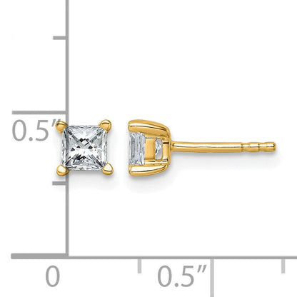 14K Gelbgold Ohrstecker mit 0,75 ct. zertifizierten, im Labor gezüchteten Diamanten, VS/SI+ G+, Prinzess-Schliff, 4-Krappen-Fassung, hohes Gewicht