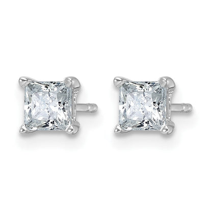 14K Weißgold Ohrstecker mit 1 ct. zertifizierten, im Labor gezüchteten Diamanten, VS/SI+ G+, im Princess-Schliff, 4-Krappen-Fassung, schweres Gewicht