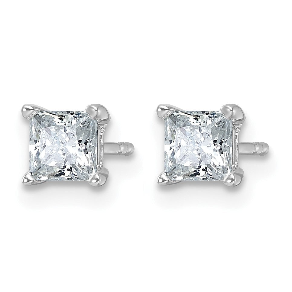 14K Weißgold Ohrstecker mit im Labor gezüchteten Diamanten im Princess-Schliff, 1 ct., VS/SI+ G+, 4-Krappen-Fassung, hohes Gewicht