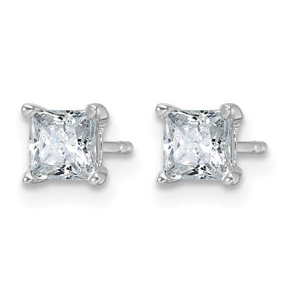 14K Weißgold Ohrstecker mit 1 ct. zertifizierten, im Labor gezüchteten Diamanten, VS/SI+ G+, im Princess-Schliff, 4-Krappen-Fassung, schweres Gewicht