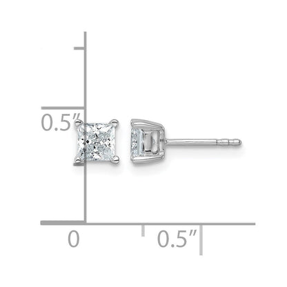 14K Weißgold Ohrstecker mit im Labor gezüchteten Diamanten im Princess-Schliff, 1 ct., VS/SI+ G+, 4-Krappen-Fassung, hohes Gewicht