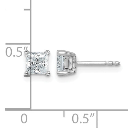 14K Weißgold Ohrstecker mit 1 ct. zertifizierten, im Labor gezüchteten Diamanten, VS/SI+ G+, im Princess-Schliff, 4-Krappen-Fassung, schweres Gewicht