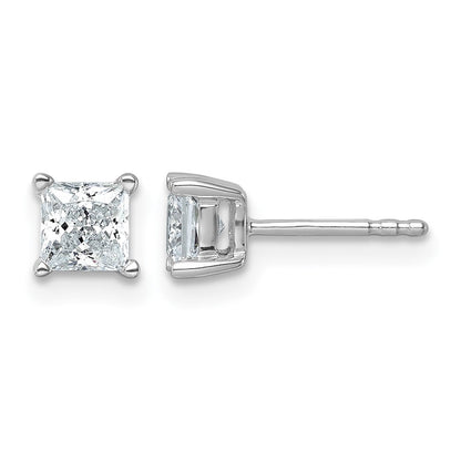 14K Weißgold Ohrstecker mit 1 ct. zertifizierten, im Labor gezüchteten Diamanten, VS/SI+ G+, im Princess-Schliff, 4-Krappen-Fassung, schweres Gewicht