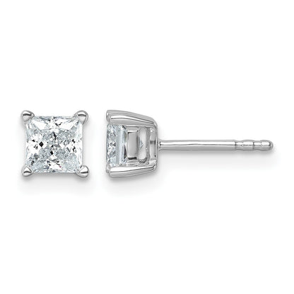 14K Weißgold Ohrstecker mit im Labor gezüchteten Diamanten im Princess-Schliff, 1 ct., VS/SI+ G+, 4-Krappen-Fassung, hohes Gewicht