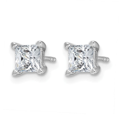 14K Weißgold Ohrstecker mit 1,5 ct. zertifizierten, im Labor gezüchteten Diamanten VS/SI+ G+ im Prinzessschliff, 4er-Krappenfassung, schweres Gewicht
