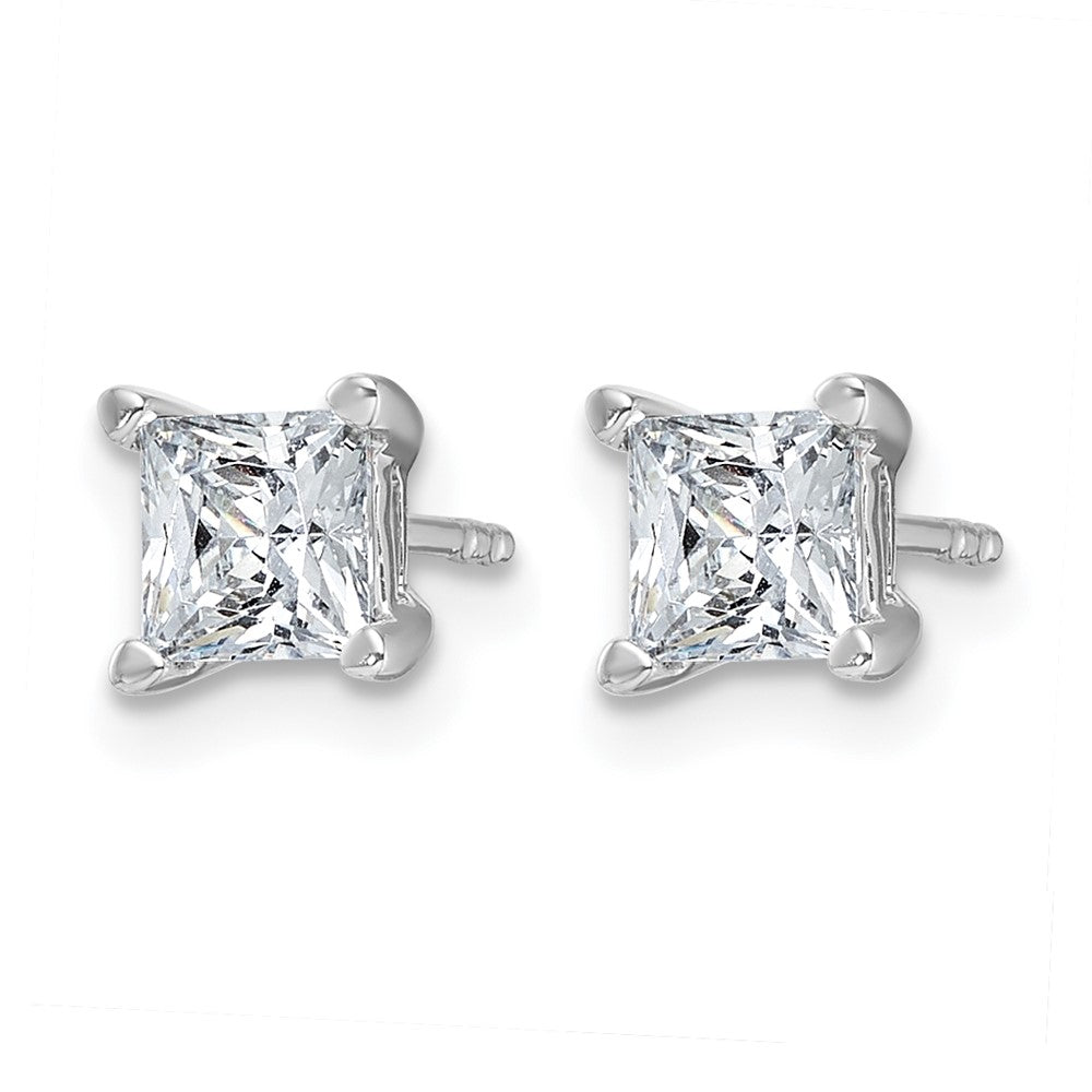 14K Weißgold Ohrstecker mit 1,5 ct. laborgezüchteten Diamanten, VS/SI+ G+, Princess-Schliff, 4-Krappen-Fassung, Extra Schwer