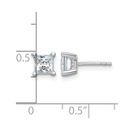 14K Weißgold Ohrstecker mit 1,5 ct. zertifizierten, im Labor gezüchteten Diamanten VS/SI+ G+ im Prinzessschliff, 4er-Krappenfassung, schweres Gewicht