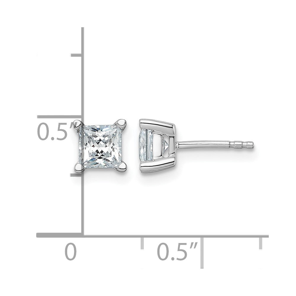 14K Weißgold Ohrstecker mit 1,5 ct. laborgezüchteten Diamanten, VS/SI+ G+, Princess-Schliff, 4-Krappen-Fassung, Extra Schwer