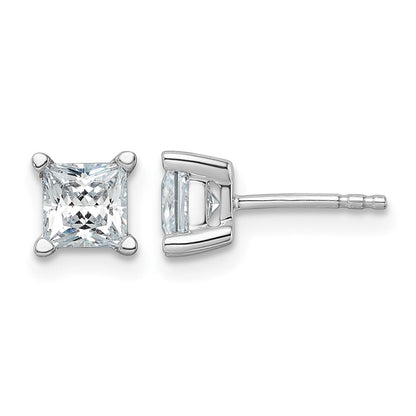 14K Weißgold Ohrstecker mit 1,5 ct. zertifizierten, im Labor gezüchteten Diamanten VS/SI+ G+ im Prinzessschliff, 4er-Krappenfassung, schweres Gewicht