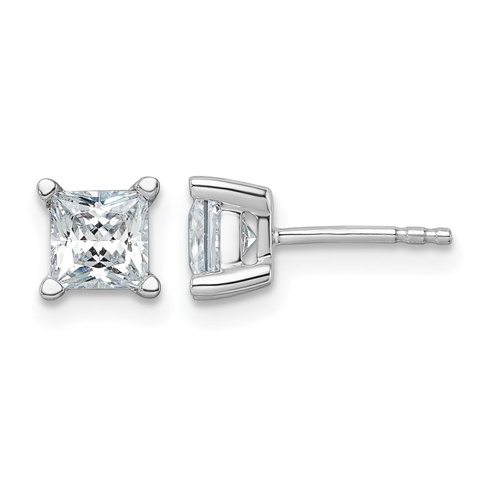 14K Weißgold Ohrstecker mit 1,5 ct. laborgezüchteten Diamanten, VS/SI+ G+, Princess-Schliff, 4-Krappen-Fassung, Extra Schwer
