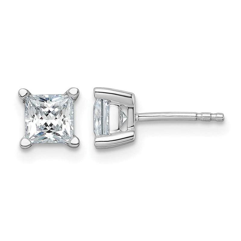 14K Weißgold Ohrstecker mit 1,5 ct. laborgezüchteten Diamanten, VS/SI+ G+, Princess-Schliff, 4-Krappen-Fassung, Extra Schwer