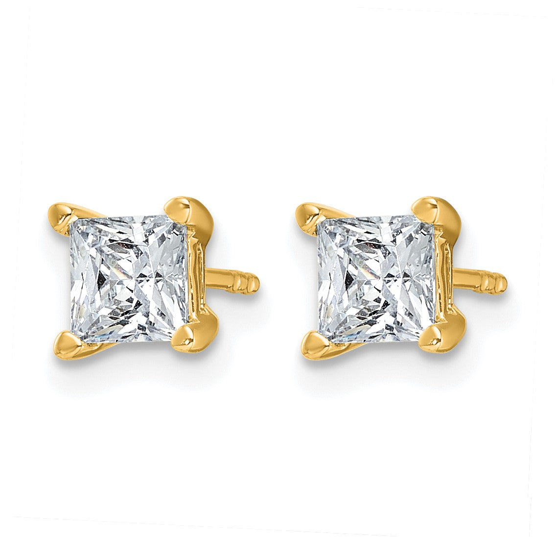14K Gelbgold Ohrstecker mit 1,5 ct. Laborgezüchteten Diamanten im Princess-Schliff, VS/SI+ G+, 4-Krappen-Fassung, hohes Gewicht