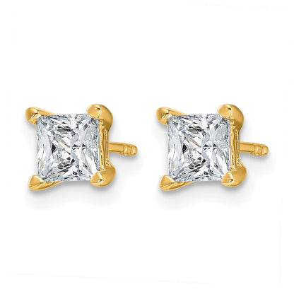 14K Gelbgold Ohrstecker mit 1,5 ct. Laborgezüchteten Diamanten im Princess-Schliff, VS/SI+ G+, 4-Krappen-Fassung, hohes Gewicht