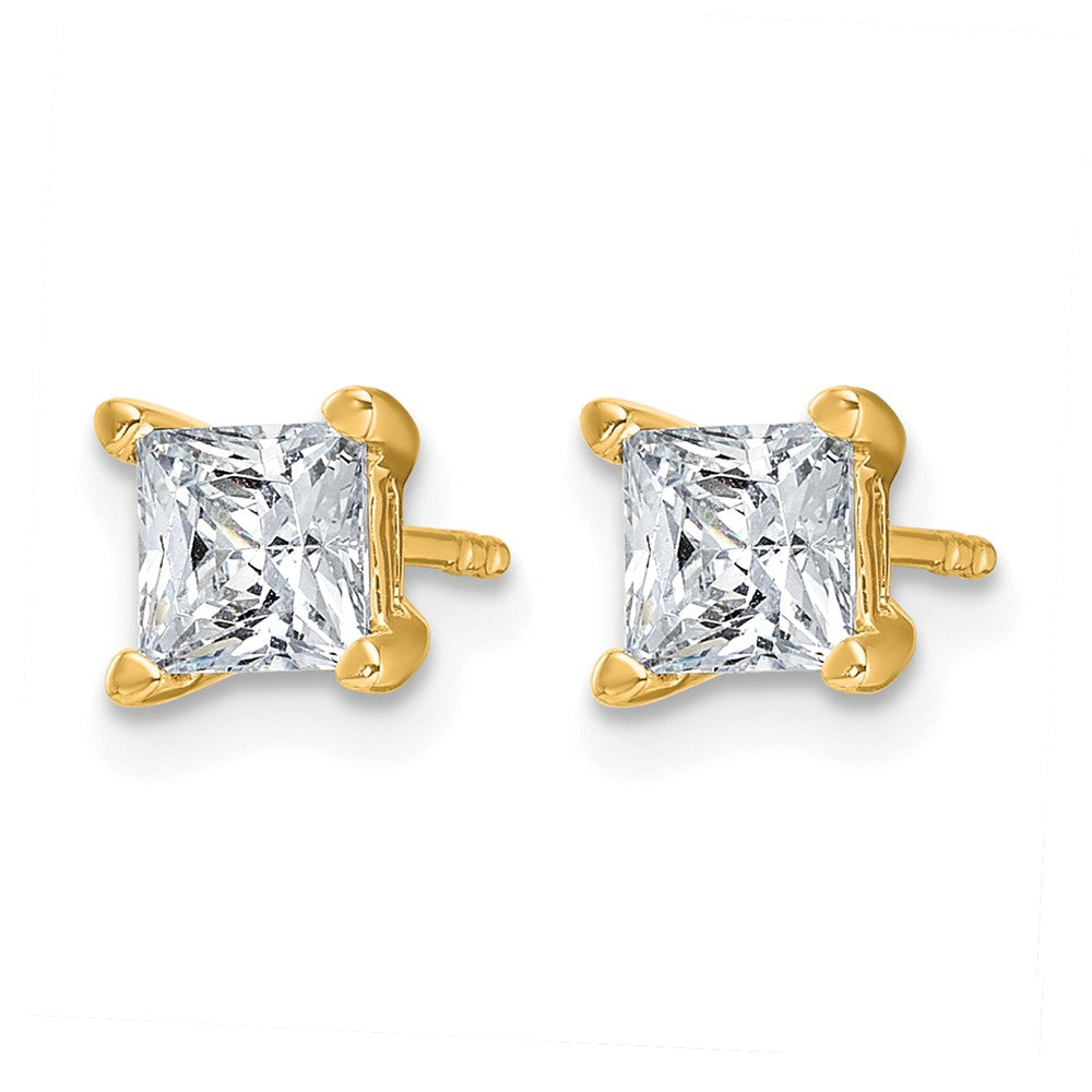 14K Gelbgold Ohrstecker mit 1,5 ct. Laborgezüchteten Diamanten im Princess-Schliff, VS/SI+ G+, 4-Krappen-Fassung, hohes Gewicht