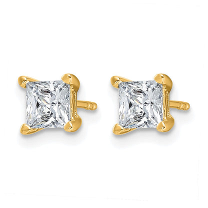14K Gelbgold Ohrstecker mit 1,5 ct. Laborgezüchteten Diamanten im Princess-Schliff, VS/SI+ G+, 4-Krappen-Fassung, hohes Gewicht