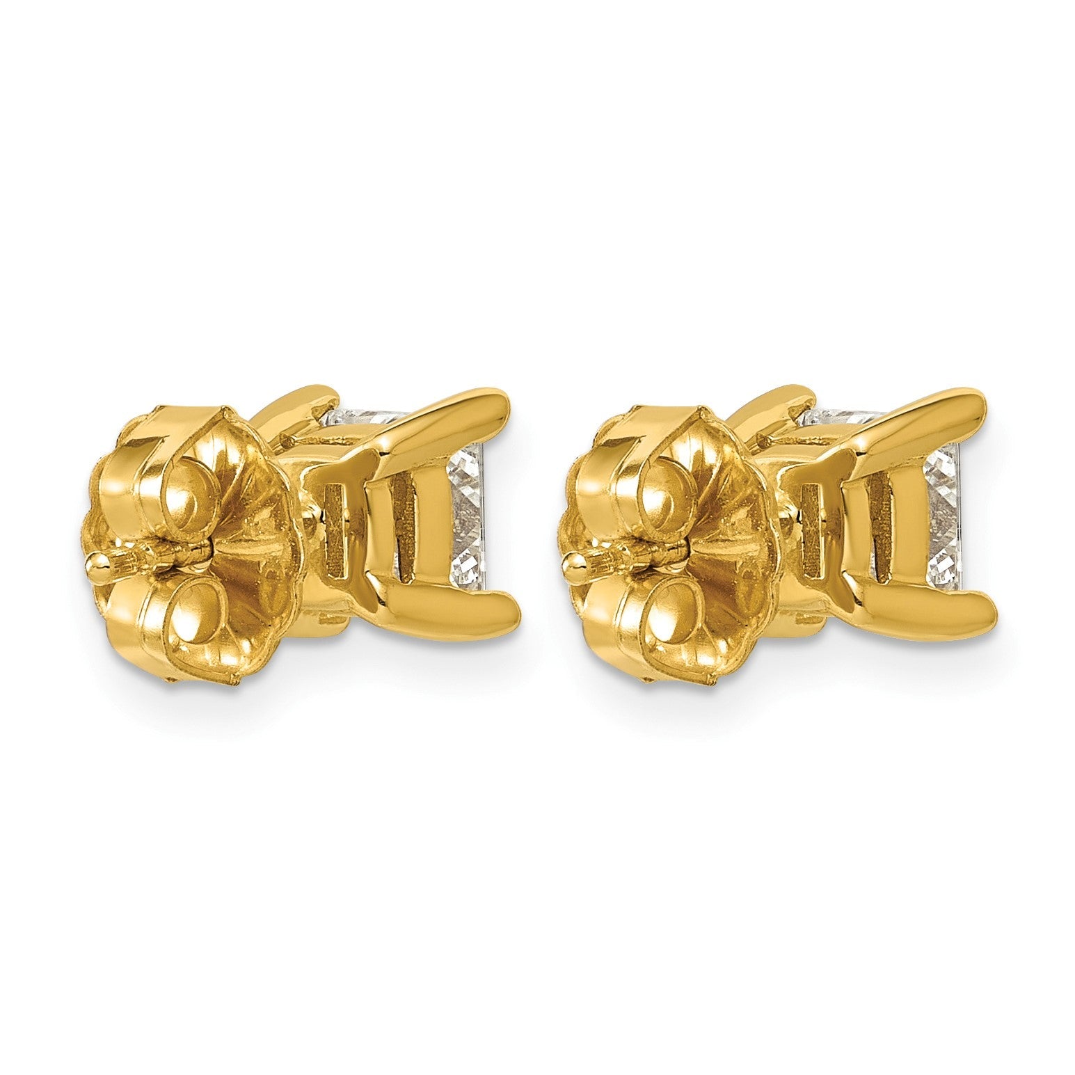 14K Gelbgold Ohrstecker mit 1,5 ct. Laborgezüchteten Diamanten im Princess-Schliff, VS/SI+ G+, 4-Krappen-Fassung, hohes Gewicht
