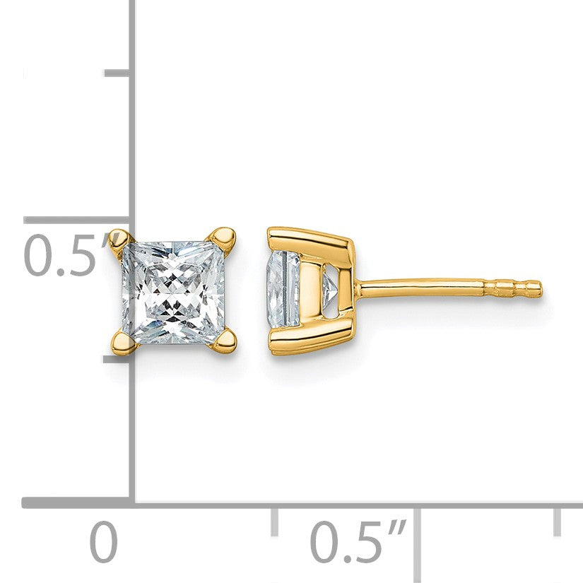 14K Gelbgold Ohrstecker mit 1,5 ct. Laborgezüchteten Diamanten im Princess-Schliff, VS/SI+ G+, 4-Krappen-Fassung, hohes Gewicht
