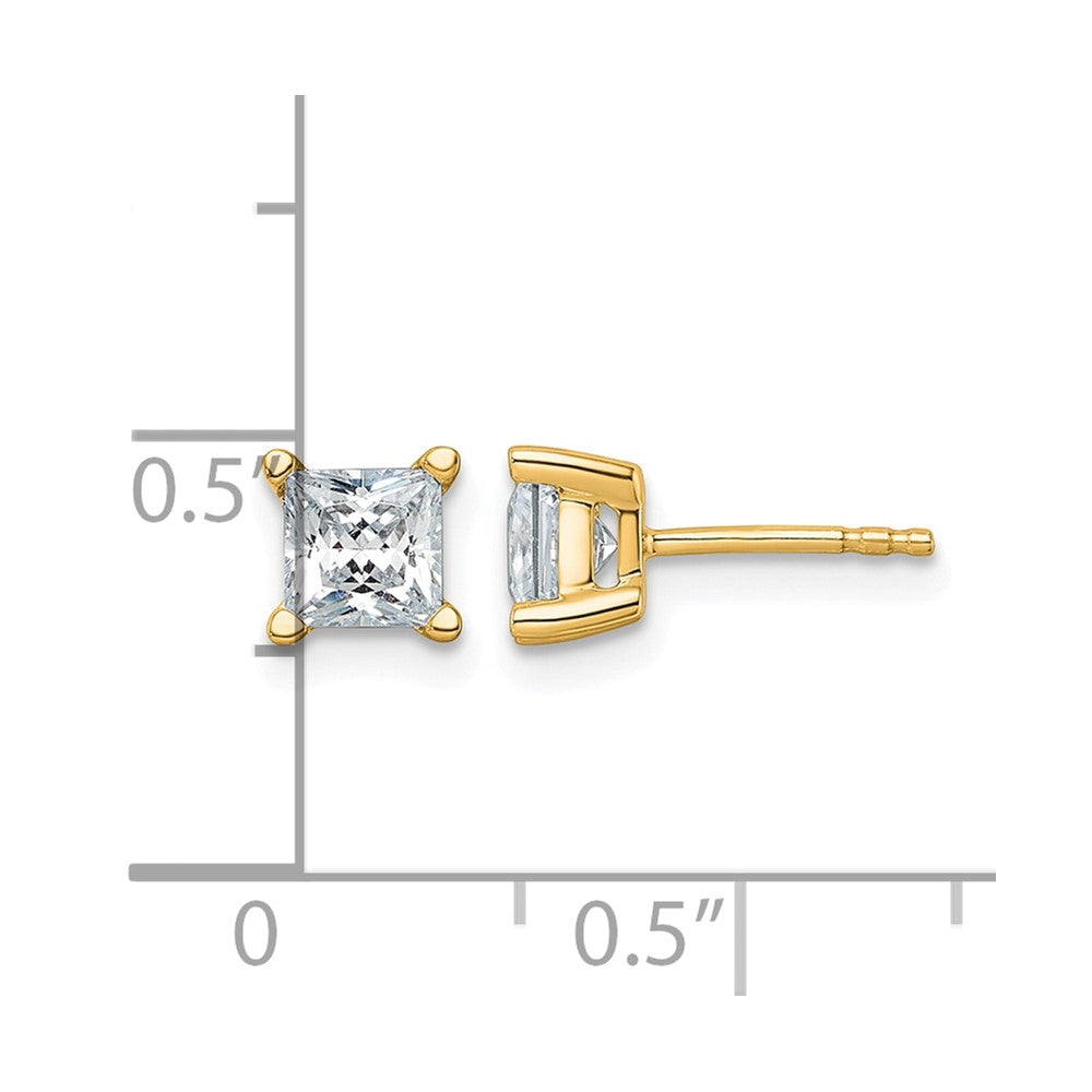 14K Gelbgold Ohrstecker mit 1,5 ct. Laborgezüchteten Diamanten im Princess-Schliff, VS/SI+ G+, 4-Krappen-Fassung, hohes Gewicht