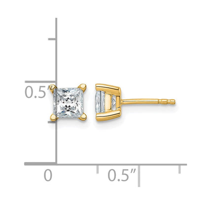 14K Gelbgold Ohrstecker mit 1,5 ct. Laborgezüchteten Diamanten im Princess-Schliff, VS/SI+ G+, 4-Krappen-Fassung, hohes Gewicht