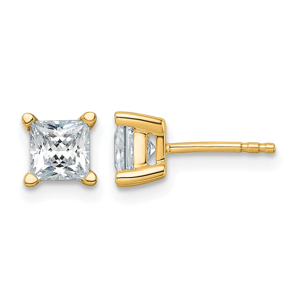 14K Gelbgold Ohrstecker mit 1,5 ct. Laborgezüchteten Diamanten im Princess-Schliff, VS/SI+ G+, 4-Krappen-Fassung, hohes Gewicht