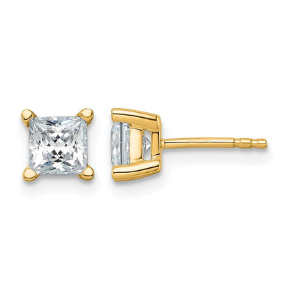 14K Gelbgold Ohrstecker mit 1,5 ct. Laborgezüchteten Diamanten im Princess-Schliff, VS/SI+ G+, 4-Krappen-Fassung, hohes Gewicht