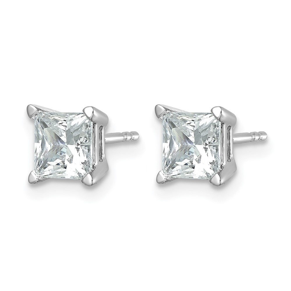 14K Weißgold Ohrstecker mit 2 ct. Labor gezüchteten Diamanten im Prinzessschliff, VS/SI+ G+, 4-Krappen-Fassung, hohes Gewicht