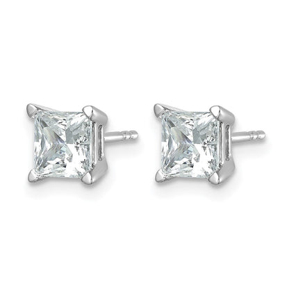 14K Weißgold Ohrstecker mit 2 ct. Labor gezüchteten Diamanten im Prinzessschliff, VS/SI+ G+, 4-Krappen-Fassung, hohes Gewicht