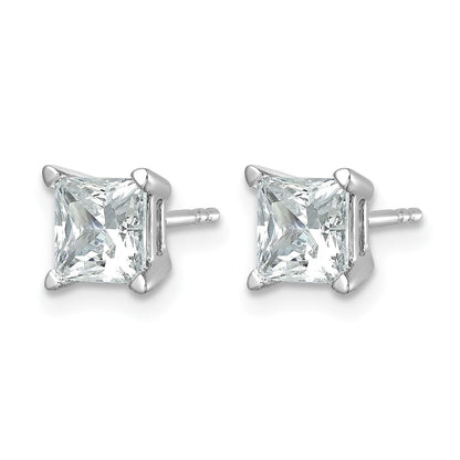 14K Weißgold Ohrstecker mit 2 ct. zertifizierten, im Labor gezüchteten Diamanten, VS/SI+ G+, Princess-Schliff, 4-Krappen-Fassung, schweres Gewicht
