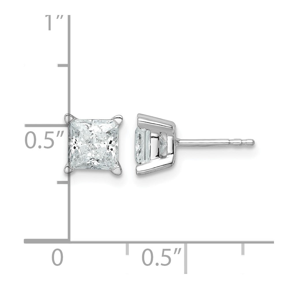14K Weißgold Ohrstecker mit 3 ct. Laborgezüchteten Diamanten im Princess-Schliff, VS/SI+ G+, 4-Krappen-Fassung, hohes Gewicht