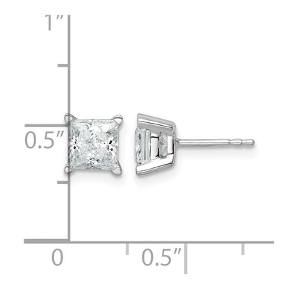 14K Weißgold Ohrstecker mit 2 ct. Labor gezüchteten Diamanten im Prinzessschliff, VS/SI+ G+, 4-Krappen-Fassung, hohes Gewicht
