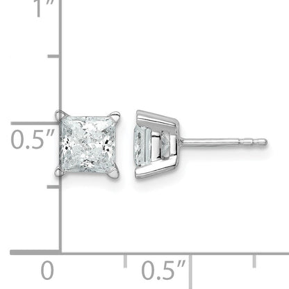 14K Weißgold Ohrstecker mit 2 ct. Labor gezüchteten Diamanten im Prinzessschliff, VS/SI+ G+, 4-Krappen-Fassung, hohes Gewicht