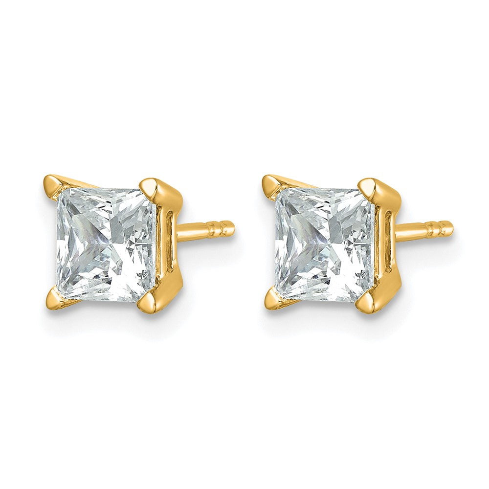 14K Gelbgold Diamant-Ohrstecker mit 2 ct. Laborgezüchteten Diamanten im Prinzess-Schliff, VS/SI+ G+, 4-Krappenfassung, schweres Gewicht