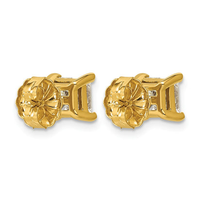 14K Gelbgold Diamant-Ohrstecker mit 2 ct. Laborgezüchteten Diamanten im Prinzess-Schliff, VS/SI+ G+, 4-Krappenfassung, schweres Gewicht
